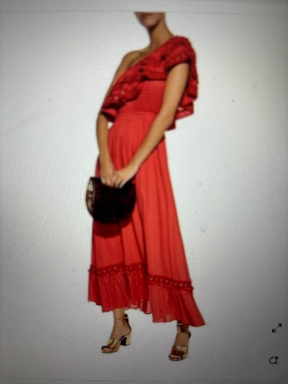 Misa Los Angeles One-Shoulder Ruffle Red Maxi Dress